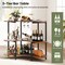 Industrial 3-Tier Bar Table with Wine Glass Holder and Storage Shelves